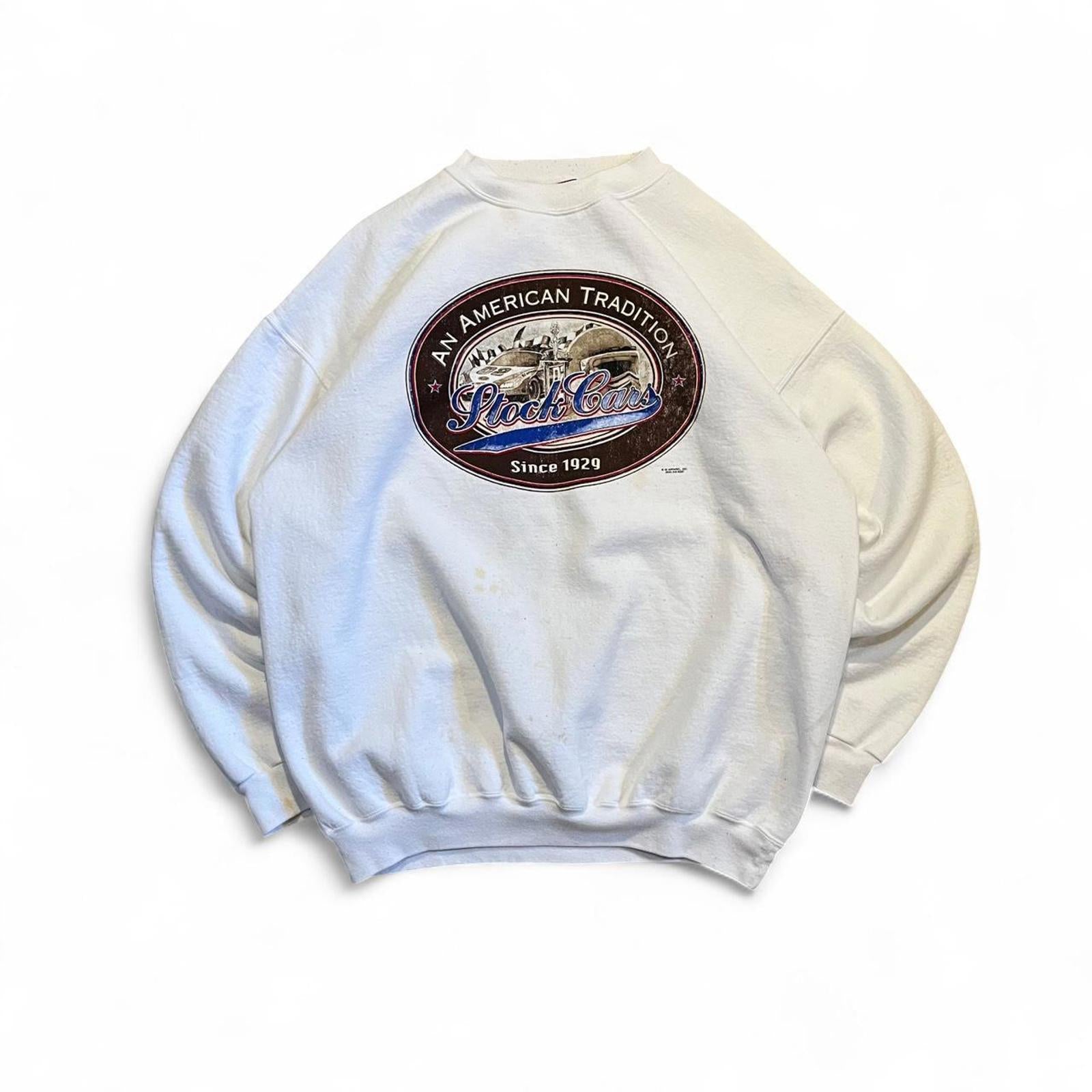 Vintage 90s Retro Stock Cars Sweatshirt Hanes 11cf1227-1f76-4421-8613-c6879def1da9