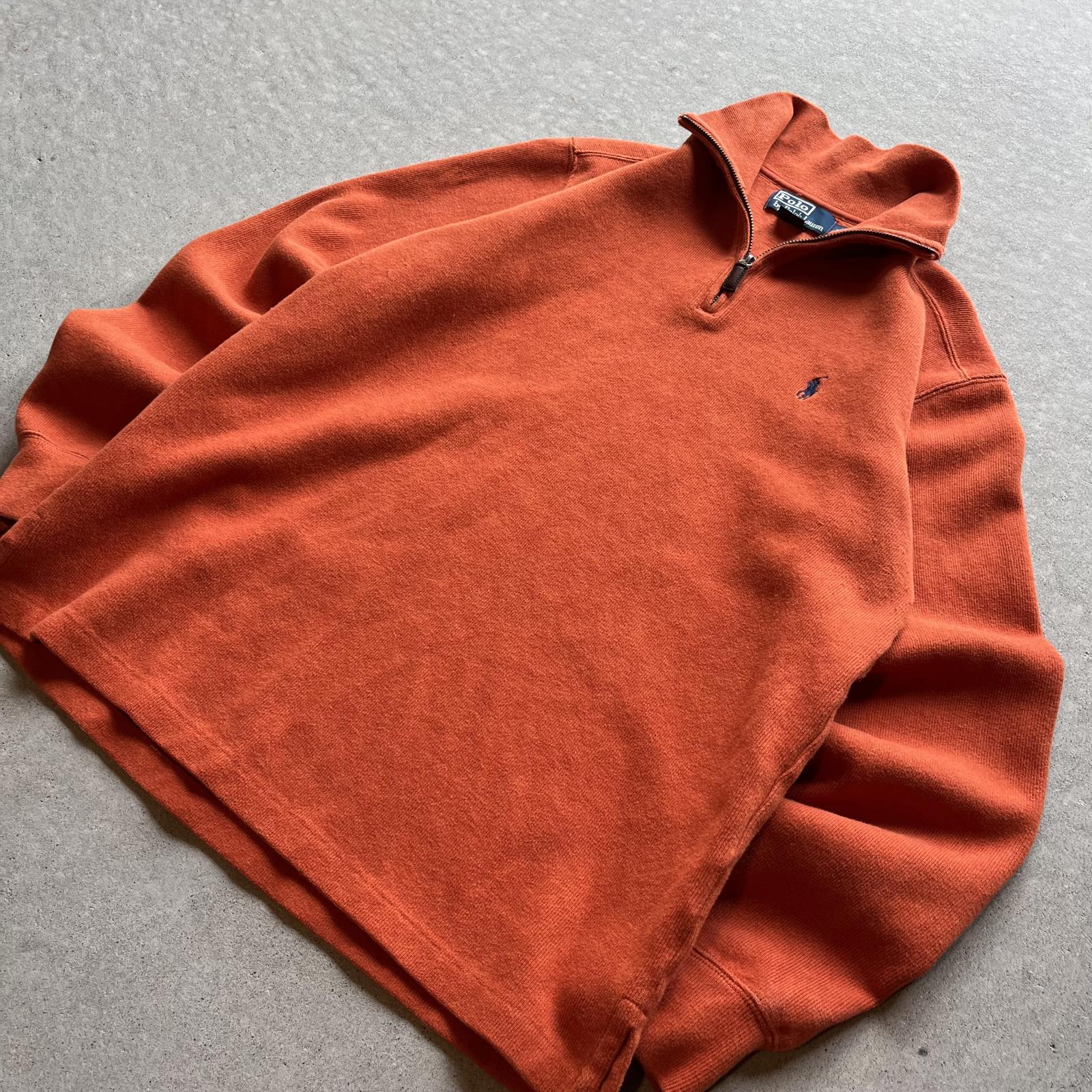 Vintage 90s Orange Polo Ralph Lauren Quarter Zip