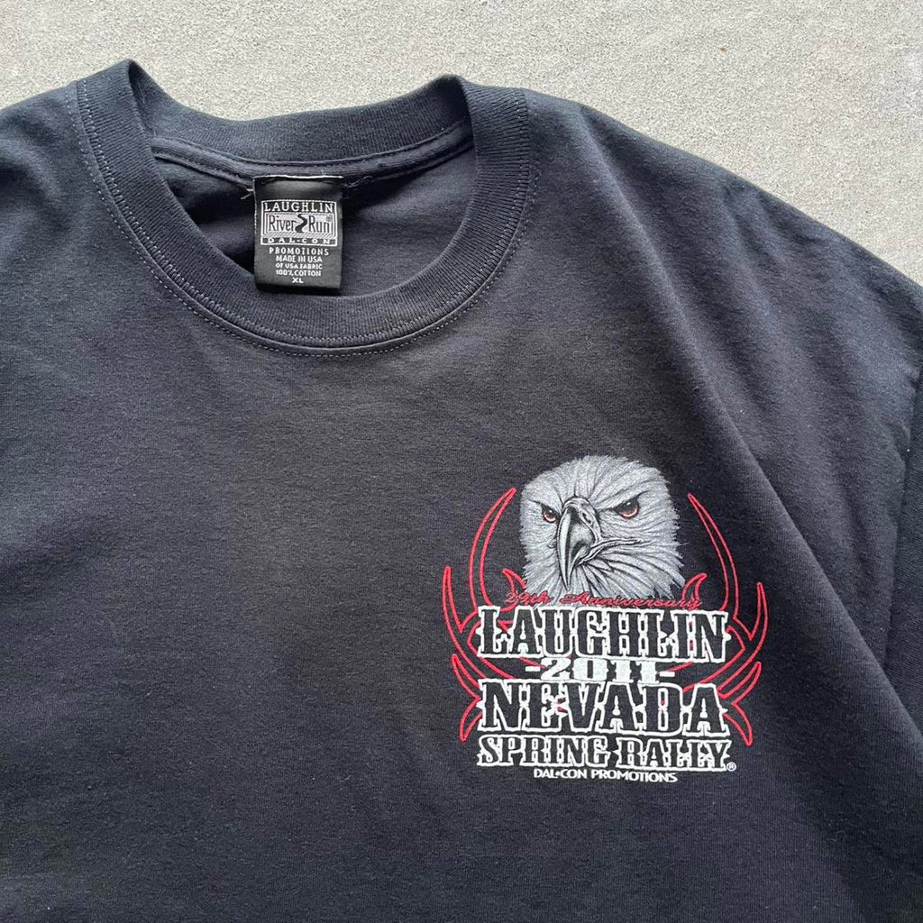 2011 Laughlin Nevada River Run Eagle Biker T-Shirt - Uptwn Vintage