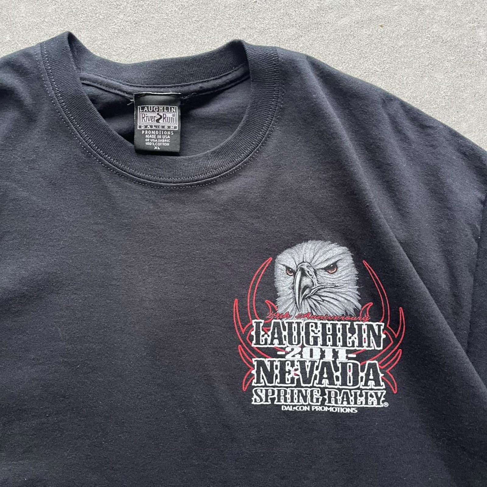 2011 Laughlin Nevada River Run Eagle Biker T-Shirt - Uptwn Vintage