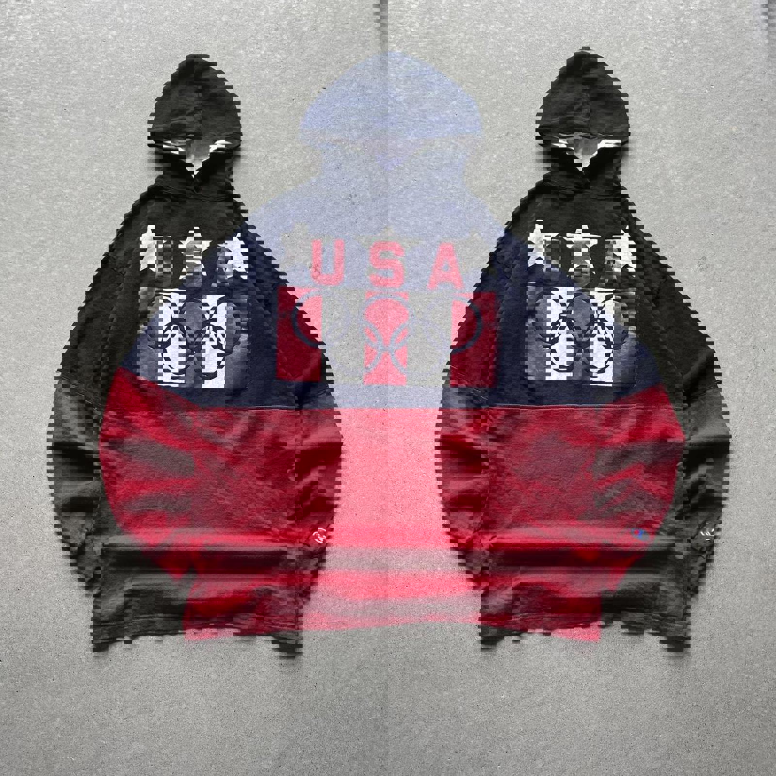 Vintage 90s Champion USA Hooded Long Sleeve Shirt