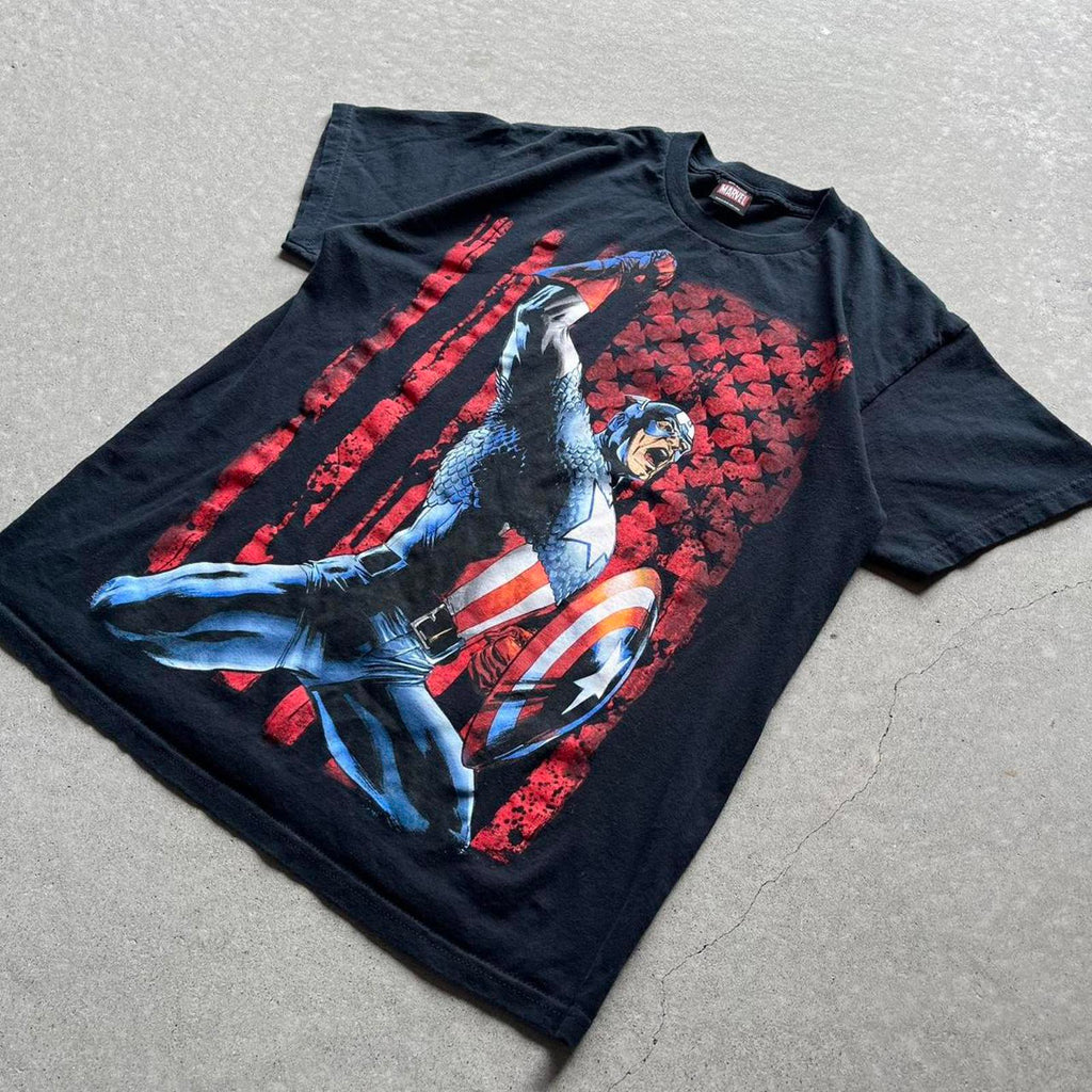 Vintage Y2K Captain America Graphic T-Shirt - Uptwn Vintage