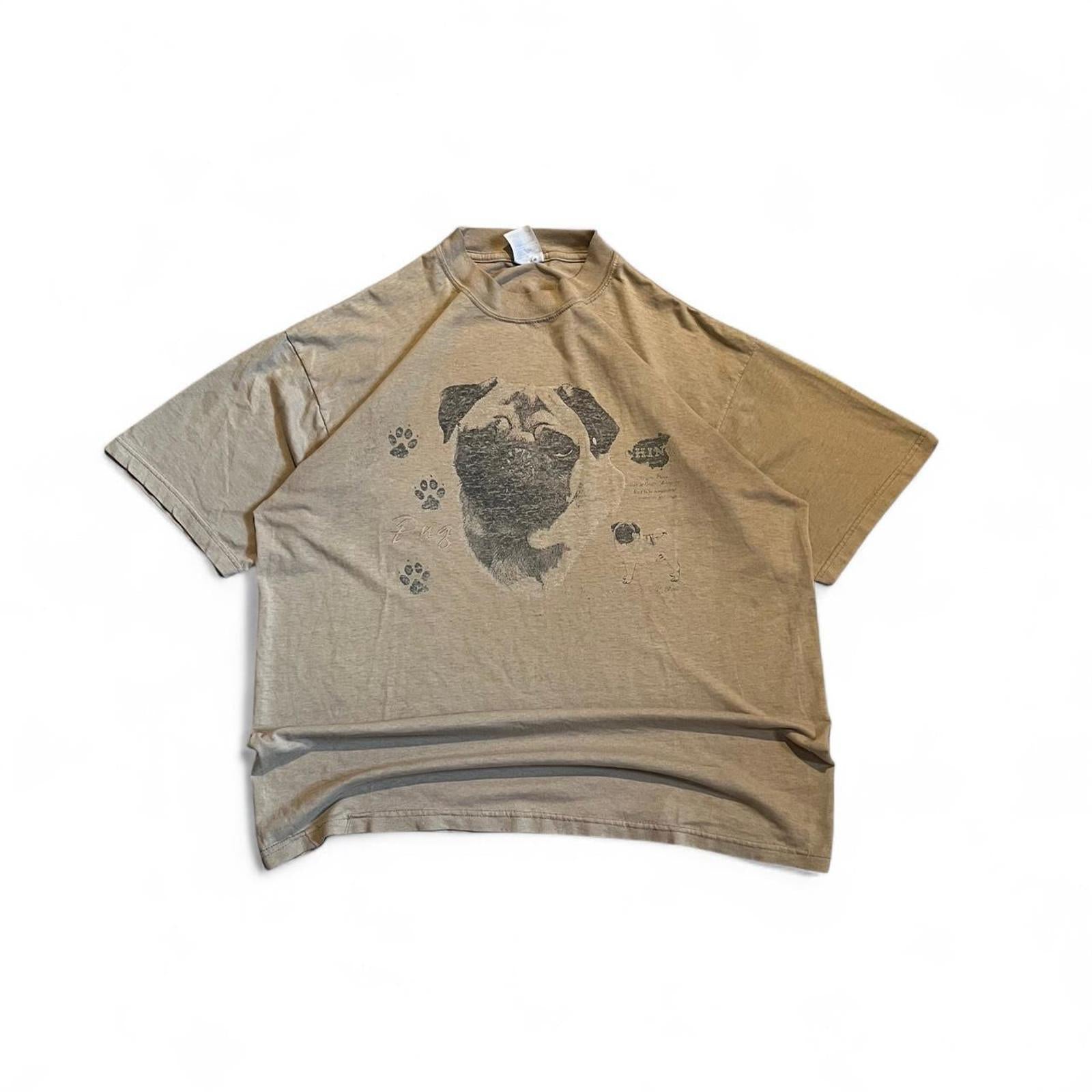 Vintage Y2K Tan Pug Dog Graphic T-Shirt JERZEES 1a99da84-e0b8-49f6-a06b-eeb5e8714a03