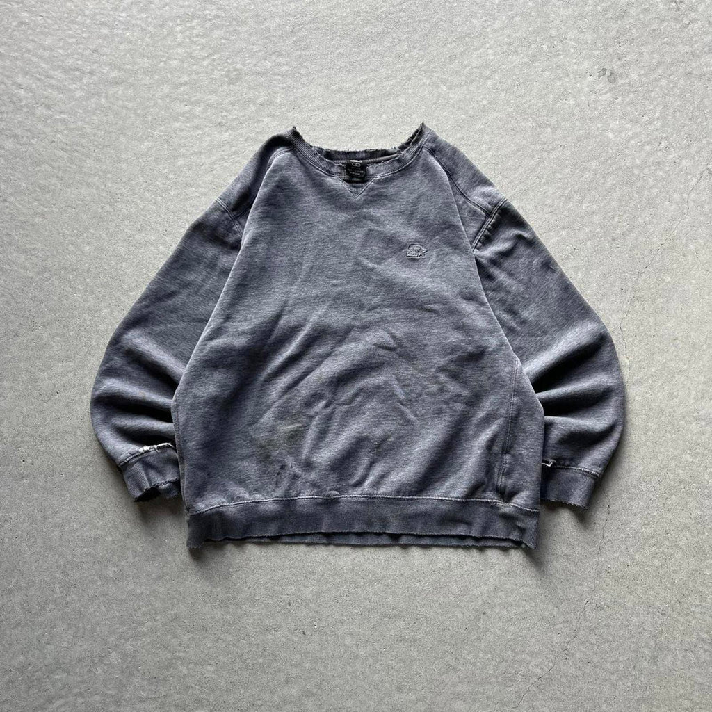 Vintage Y2K Thrashed Grey Starter Sweatshirt