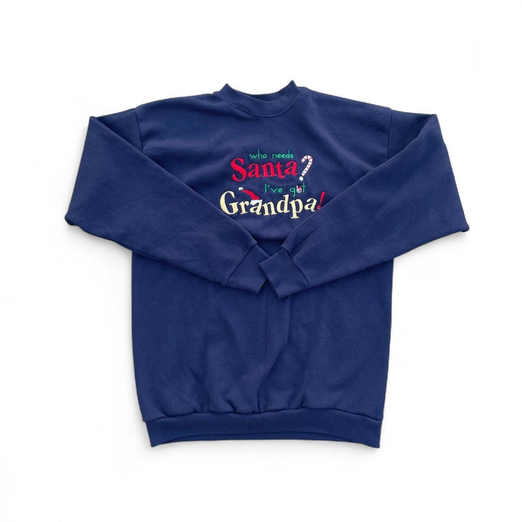 Vintage Embroidered “Who Needs Santa I’ve Got Grandpa” Sweatshirt Tultex - uptwn vintage - 1aca5afd-60f9-43f2-a4c8-30f8728850d3