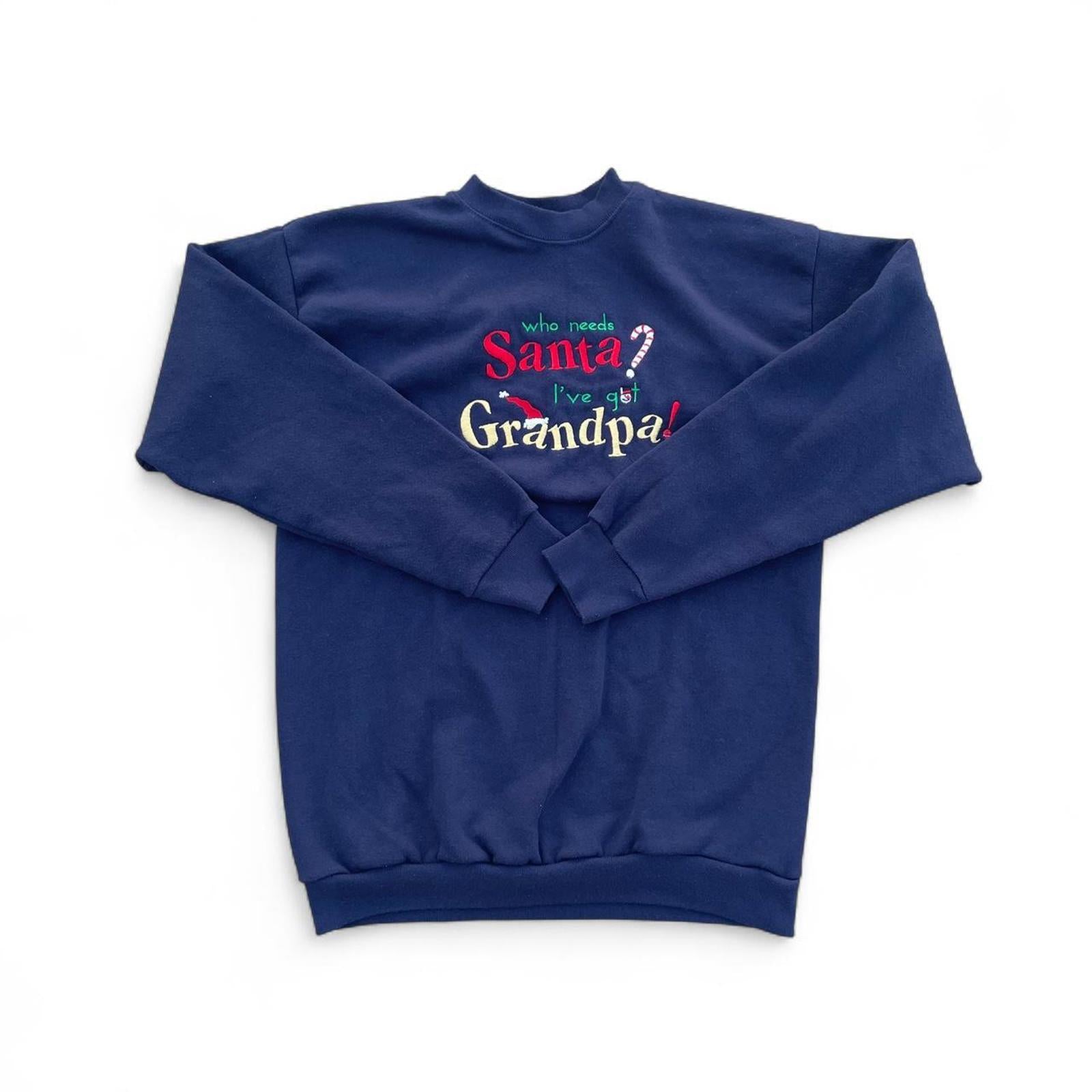 Vintage Embroidered “Who Needs Santa I’ve Got Grandpa” Sweatshirt Tultex - uptwn vintage - 1aca5afd-60f9-43f2-a4c8-30f8728850d3