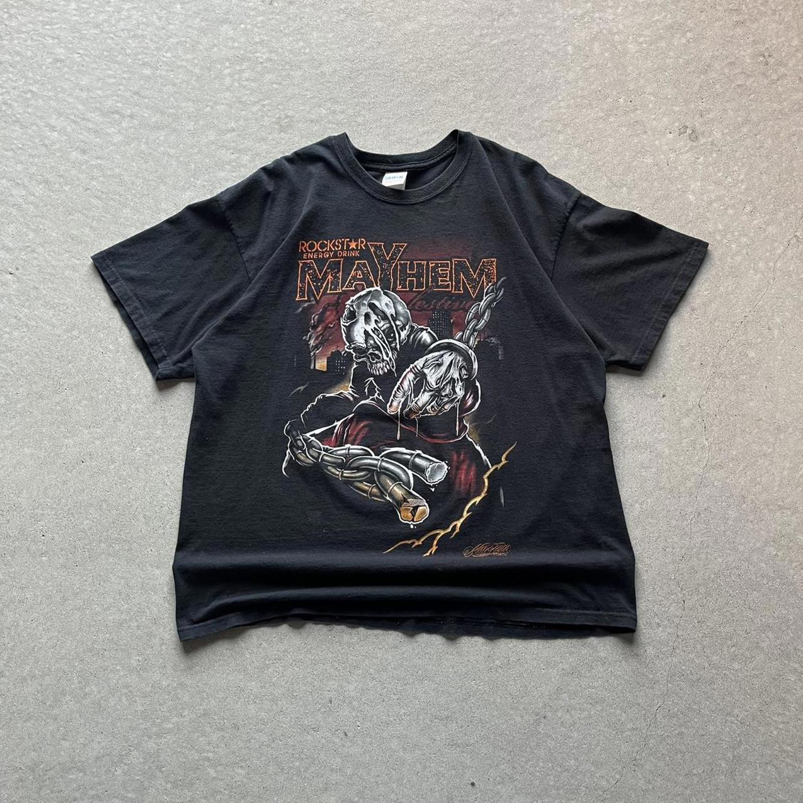 Vintage 90s Rockstar Mayhem Motocross T-Shirt - Uptwn Vintage