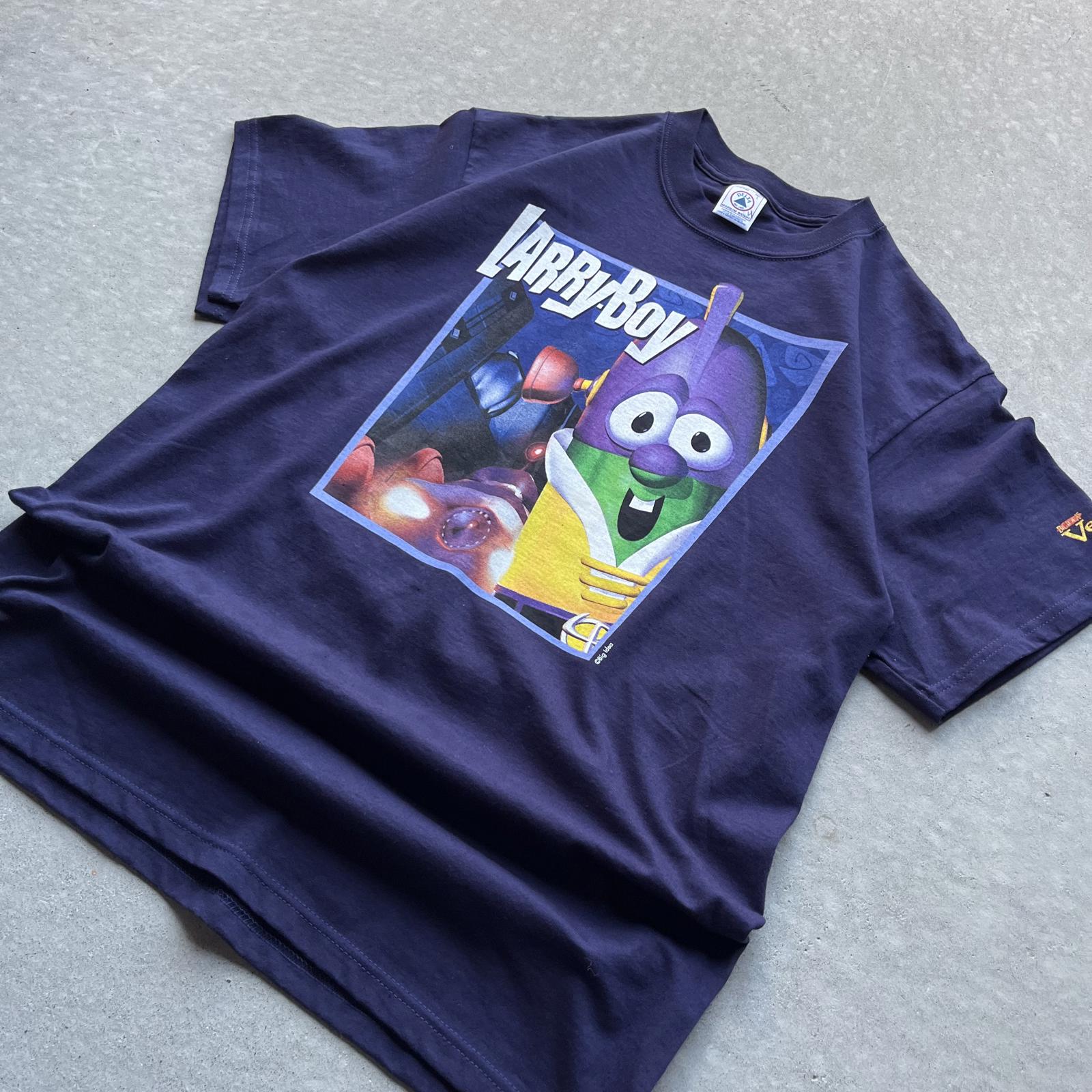Rare Vintage 90s Larry Boy Veggie Tales Grail T-Shirt