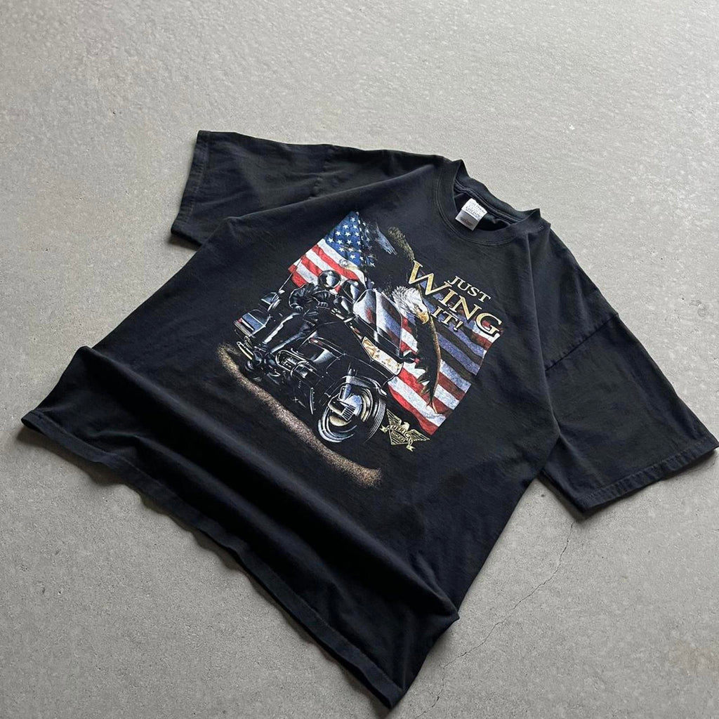 Vintage Y2K Just Wing It Biker T-Shirt