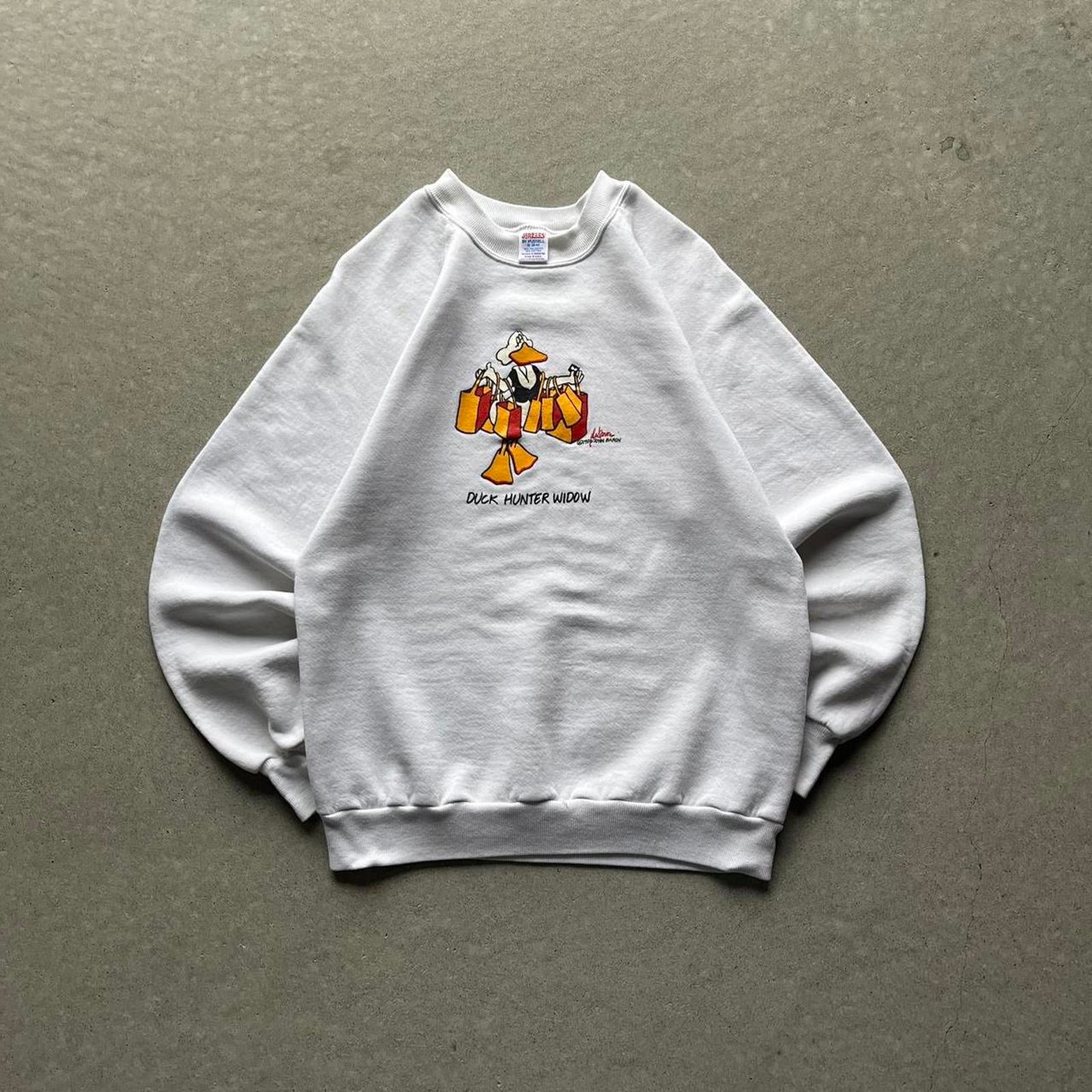 Vintage 80s Funny Duck Hunter Widow Sweatshirt