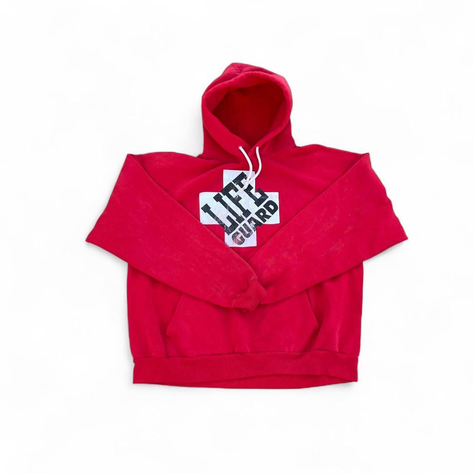Vintage Early 90s Distressed Lifeguard Hoodie Hanes - uptwn vintage - 3c604078-9207-45c7-8987-513446e699b5