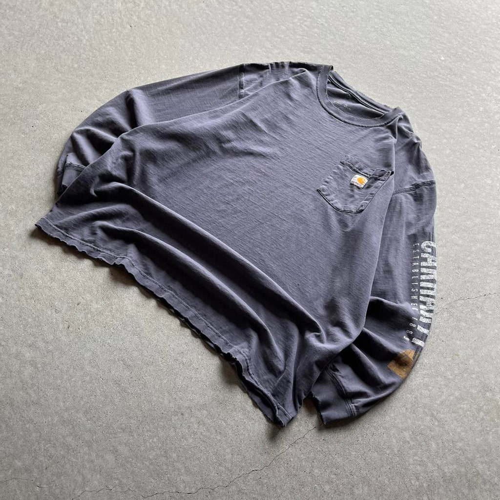 Thrashed Black Carhartt Pocket Long Sleeve - Uptwn Vintage