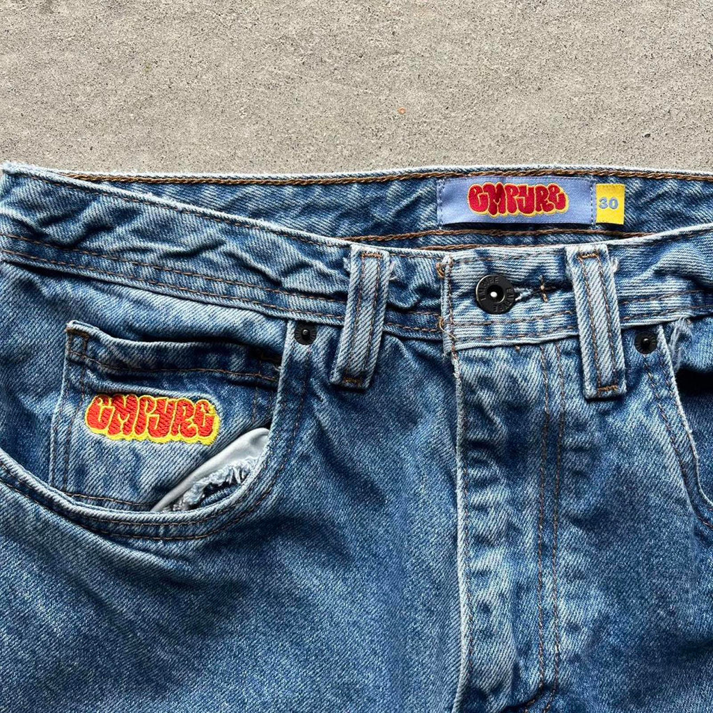 Blue Skater Style Embroidered Empyre Jeans