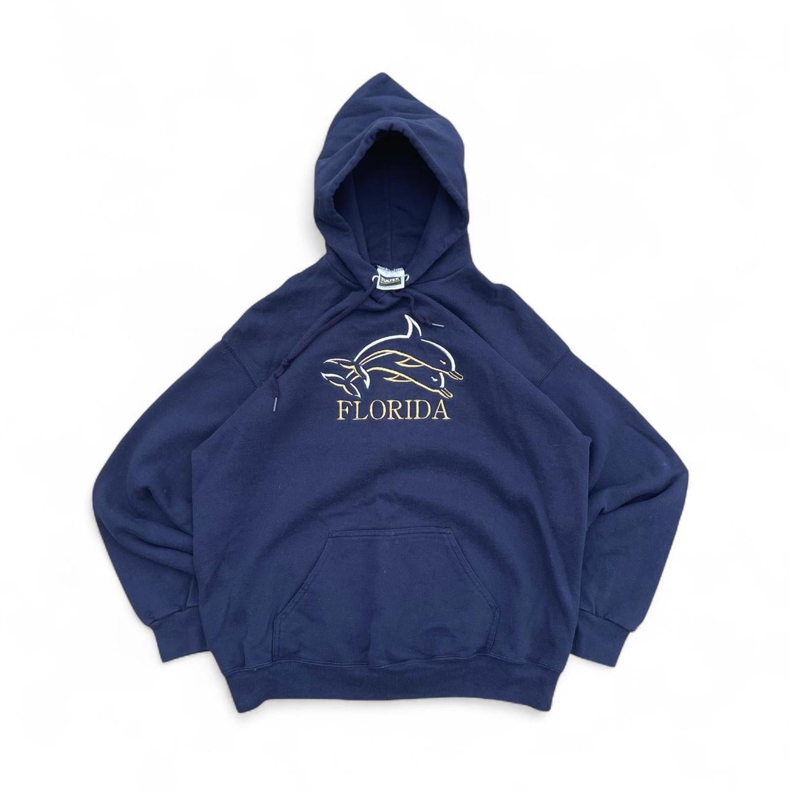 Vintage 90s Florida Dolphins Embroidered Hoodie Tultex - uptwn vintage - 4a87e78c-99e7-4a22-baca-1e286f8f246e
