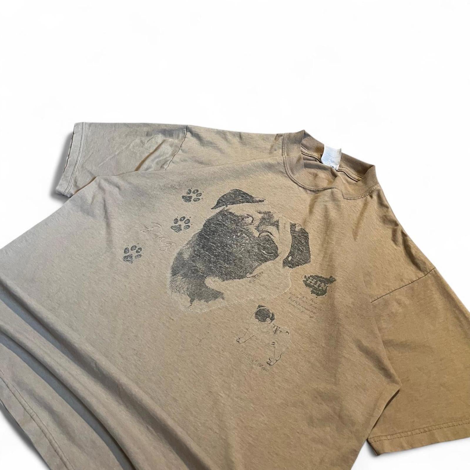 Vintage Y2K Tan Pug Dog Graphic T-Shirt JERZEES 525f801d-c042-4e0a-8ab5-69f99d51c032