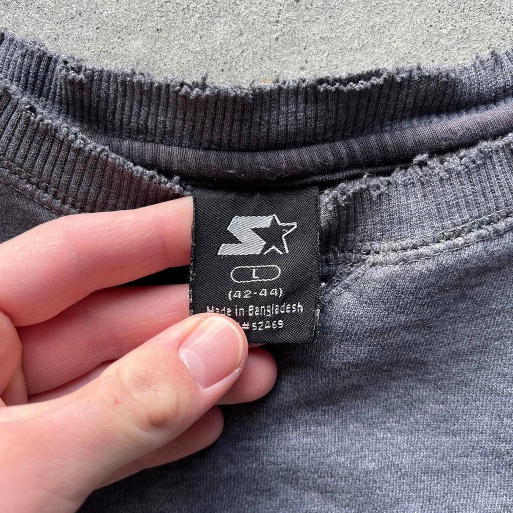 Vintage Y2K Thrashed Grey Starter Sweatshirt
