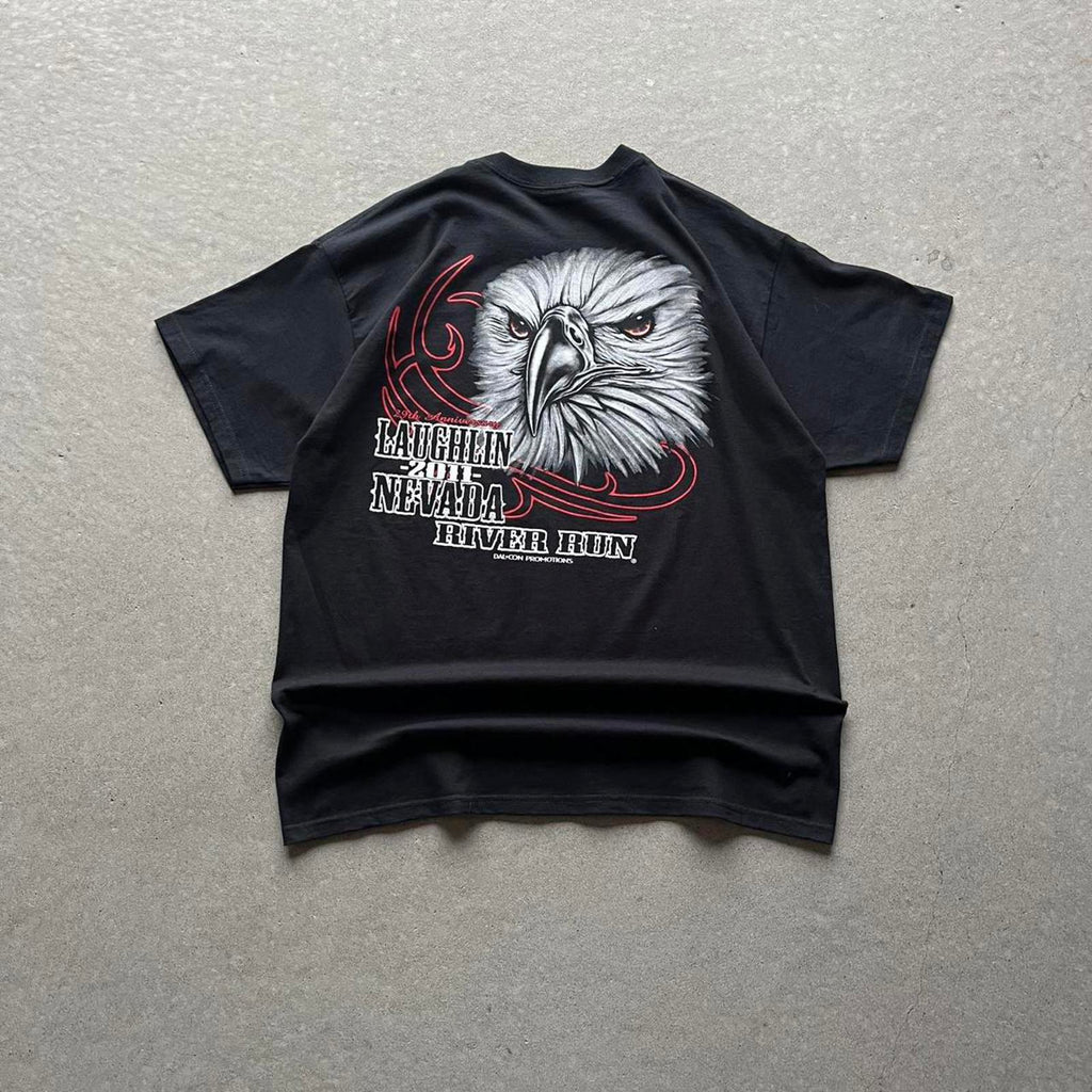 2011 Laughlin Nevada River Run Eagle Biker T-Shirt - Uptwn Vintage