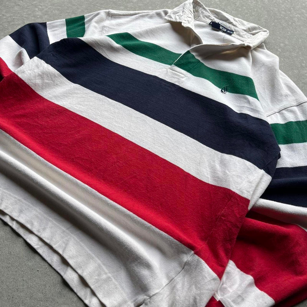 Vintage 90s Striped Nautica Logo Rugby Shirt - Uptwn Vintage