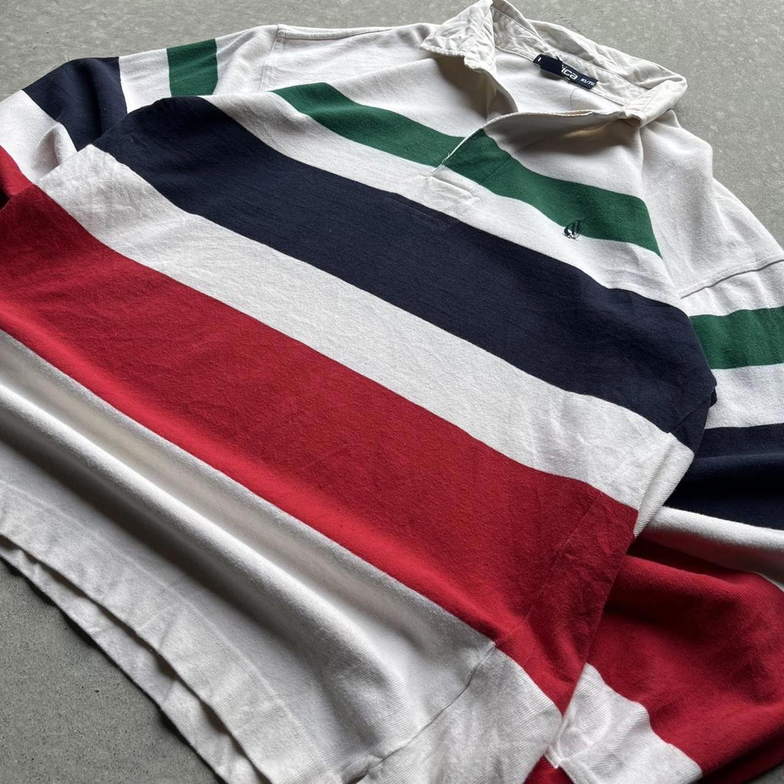 Vintage 90s Striped Nautica Logo Rugby Shirt - Uptwn Vintage