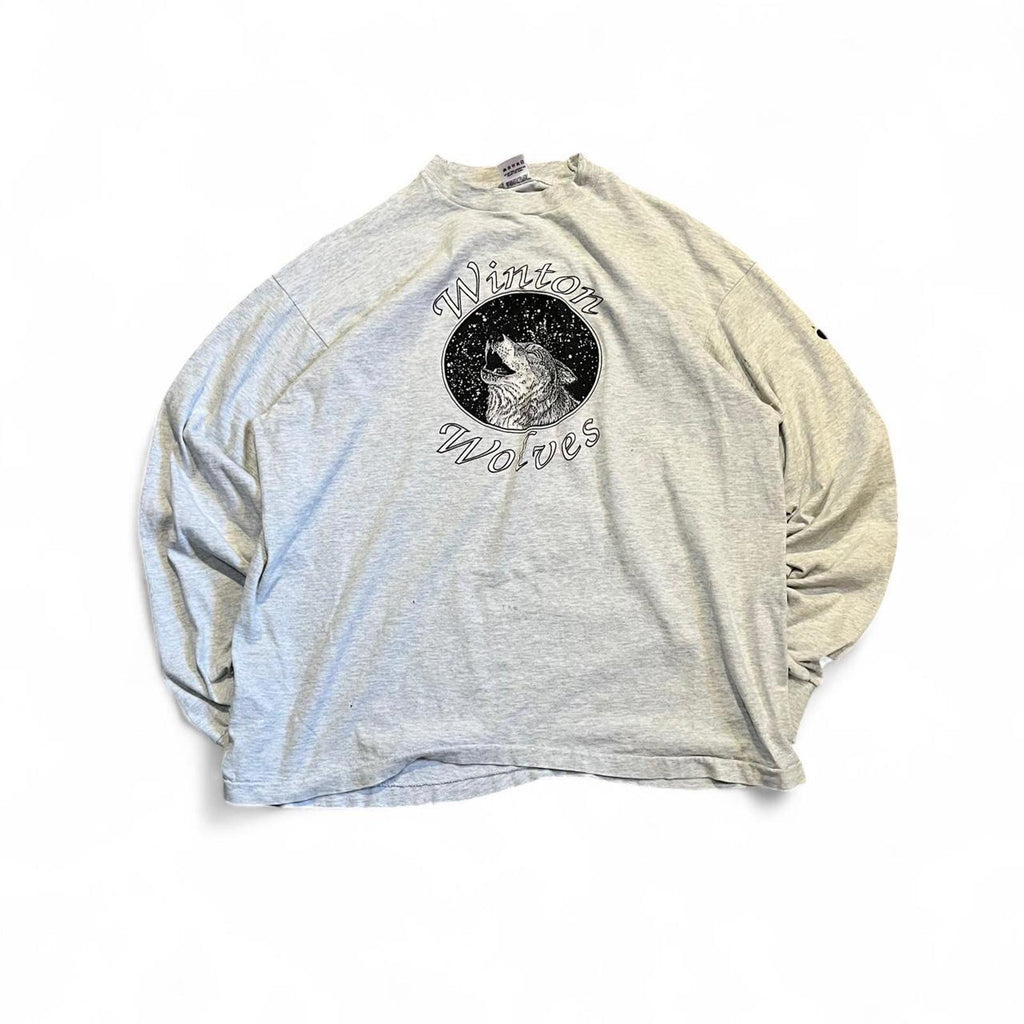 Vintage 90s Winton Wolves Retro Style Long Sleeve Shirt Fruit of the Loom - uptwn vintage - 6d781829-8ea6-4549-abd1-516eaf20c585