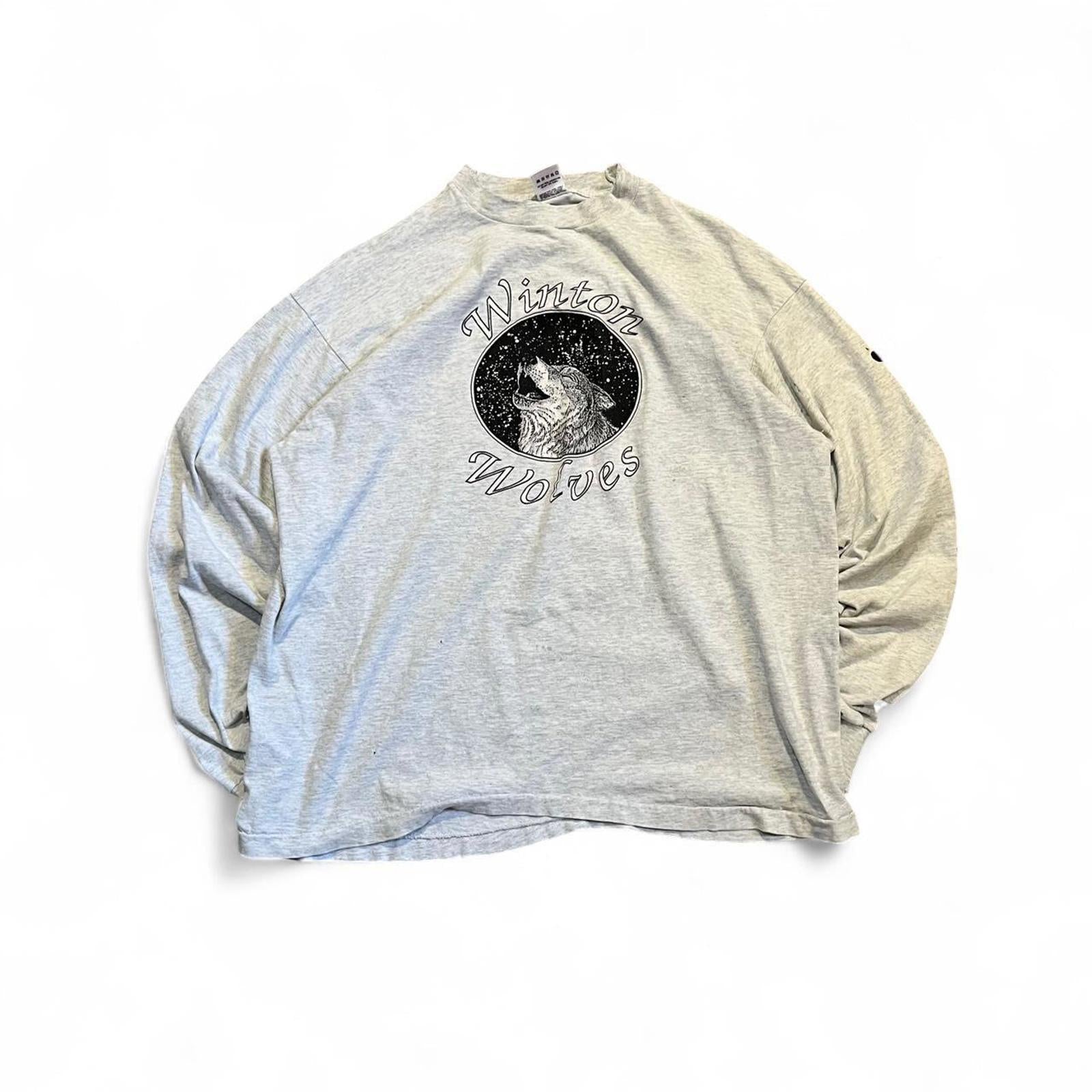 Vintage 90s Winton Wolves Retro Style Long Sleeve Shirt Fruit of the Loom - uptwn vintage - 6d781829-8ea6-4549-abd1-516eaf20c585