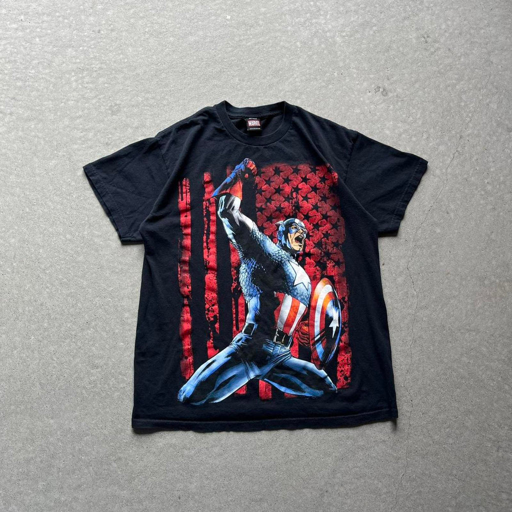 Vintage Y2K Captain America Graphic T-Shirt - Uptwn Vintage