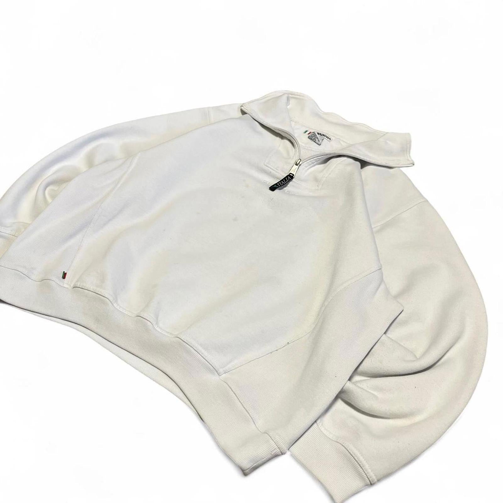Vintage 90s White Diadora Quarter-zip Sweatshirt