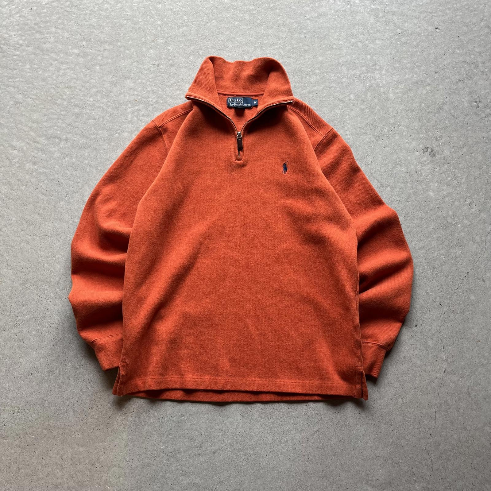 Vintage 90s Orange Polo Ralph Lauren Quarter Zip