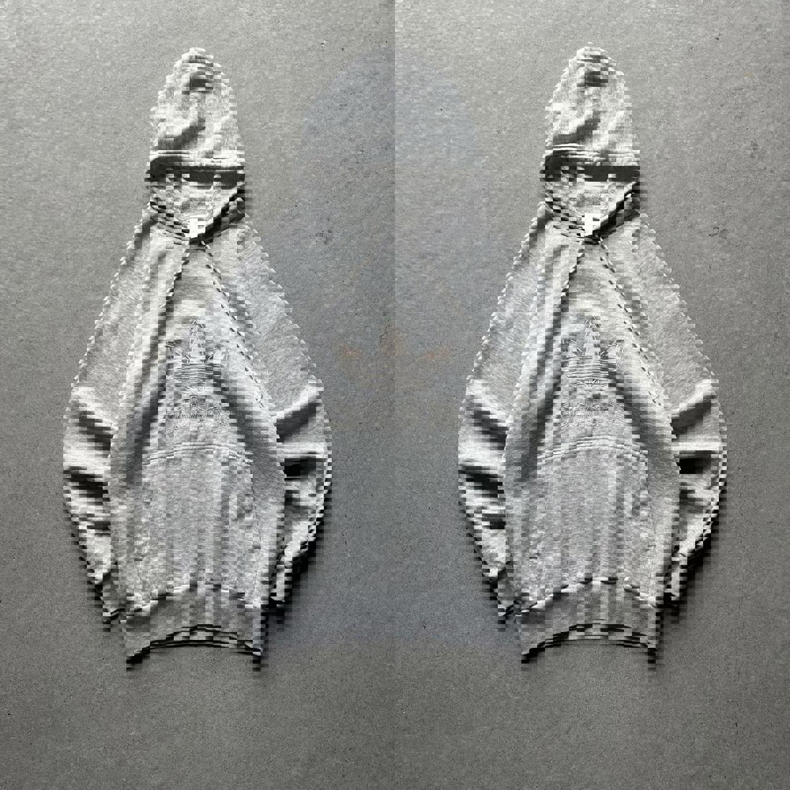 Vintage 80s Grey Adidas Trefoil Hoodie