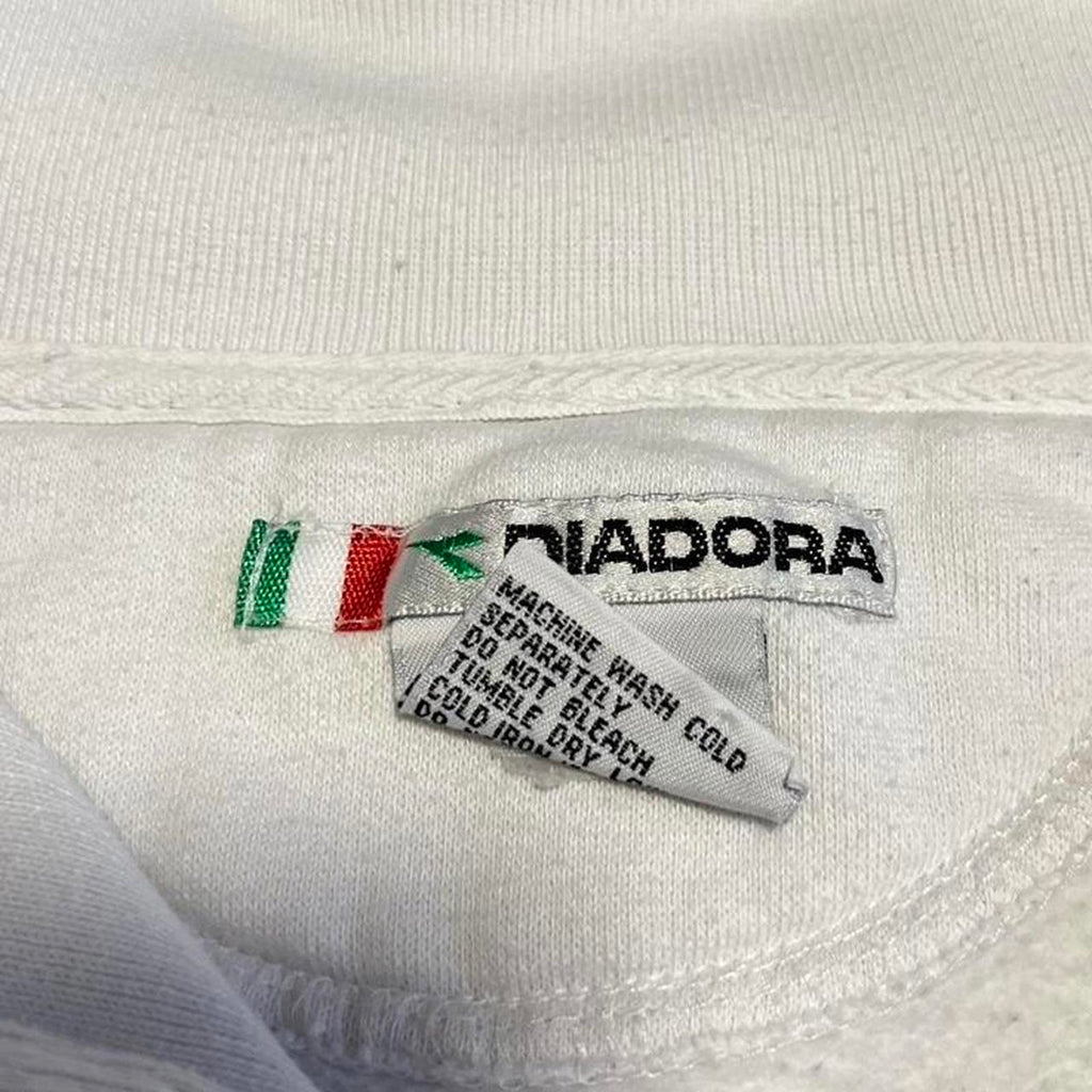 Vintage 90s White Diadora Quarter-zip Sweatshirt