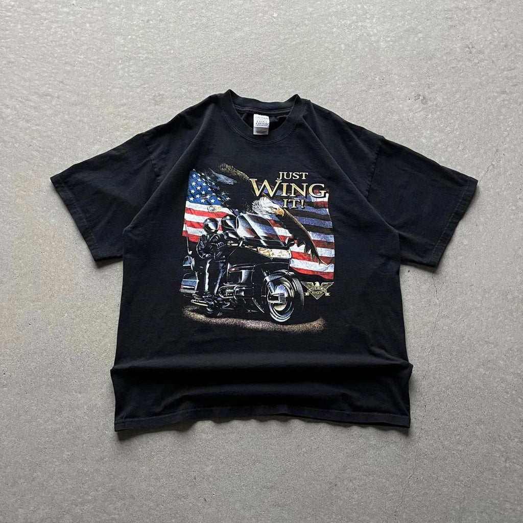 Vintage Y2K Just Wing It Biker T-Shirt