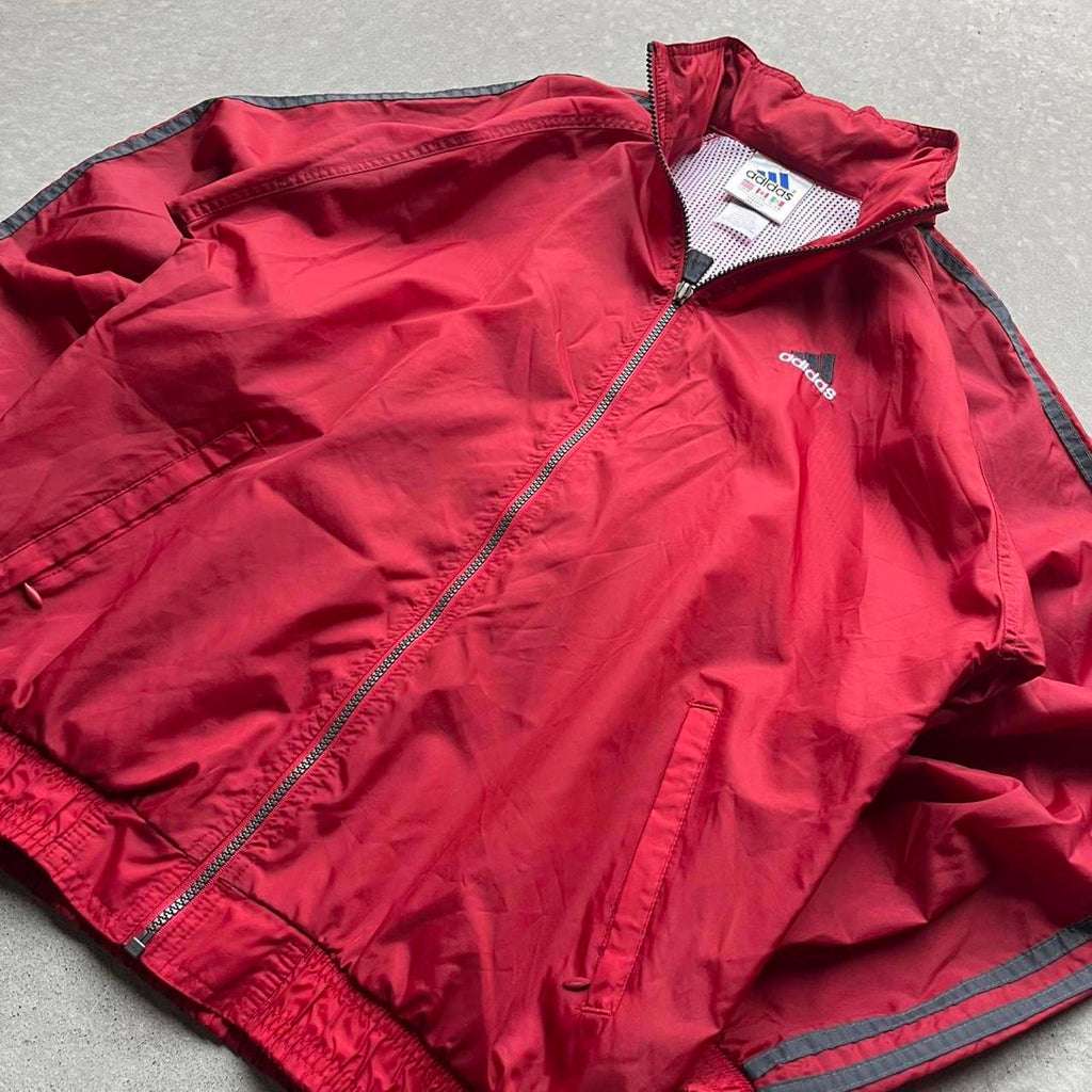 Vintage 90s Red Adidas Zip Up Jacket - Uptwn Vintage