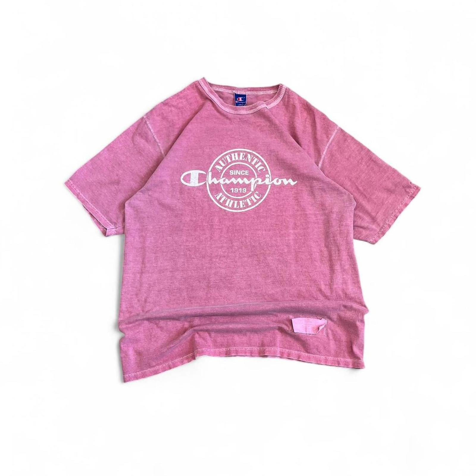 Vintage 90s Pink Champion Logo T-Shirt Champion a14db245-8e2f-45a6-9d52-5e40ef35c76a