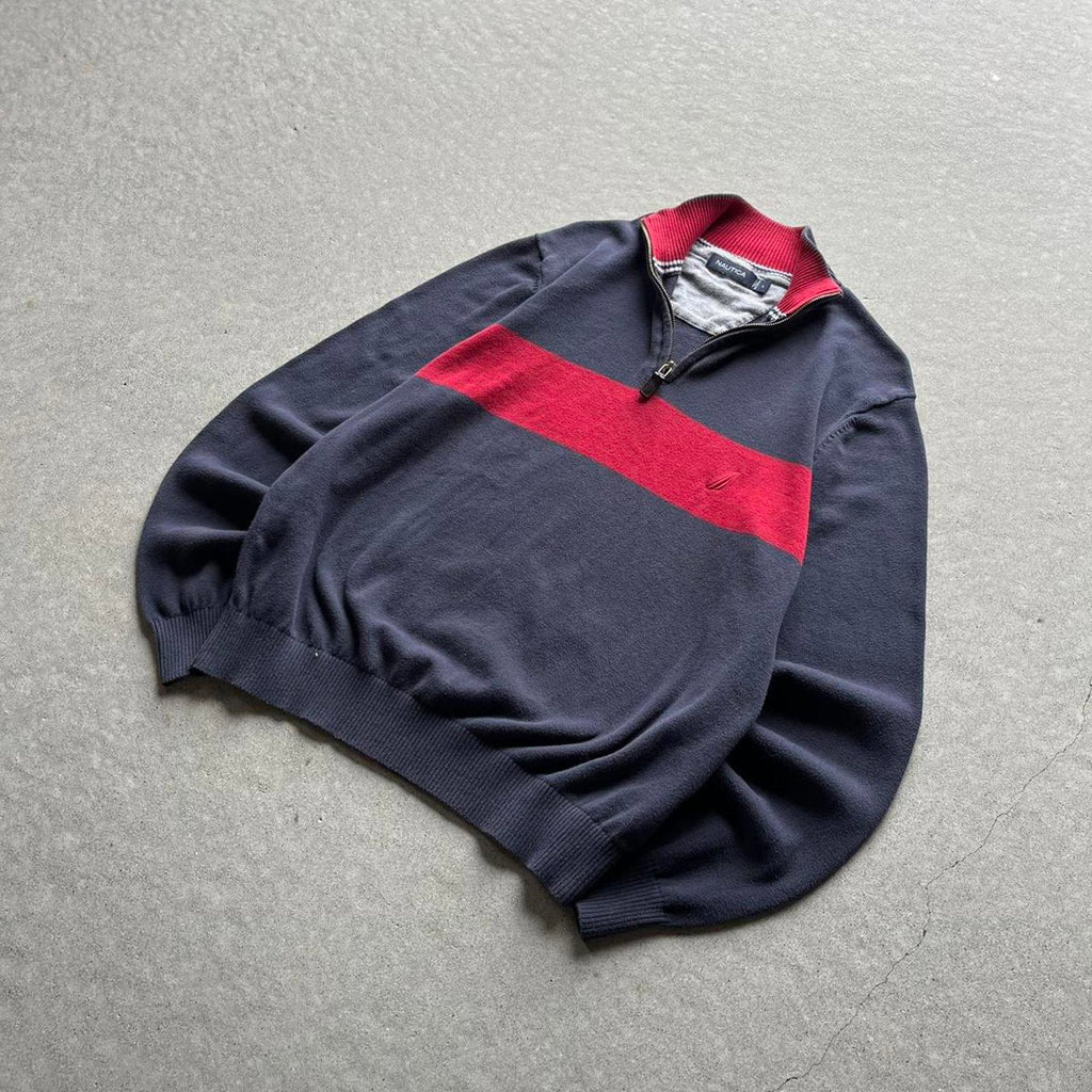Vintage Clothing Vintage Y2K Nautica Striped Quarter Zip Pullover Nautica - uptwn vintage - b48329ce-5d2d-413d-ab1c-7b71d120e696