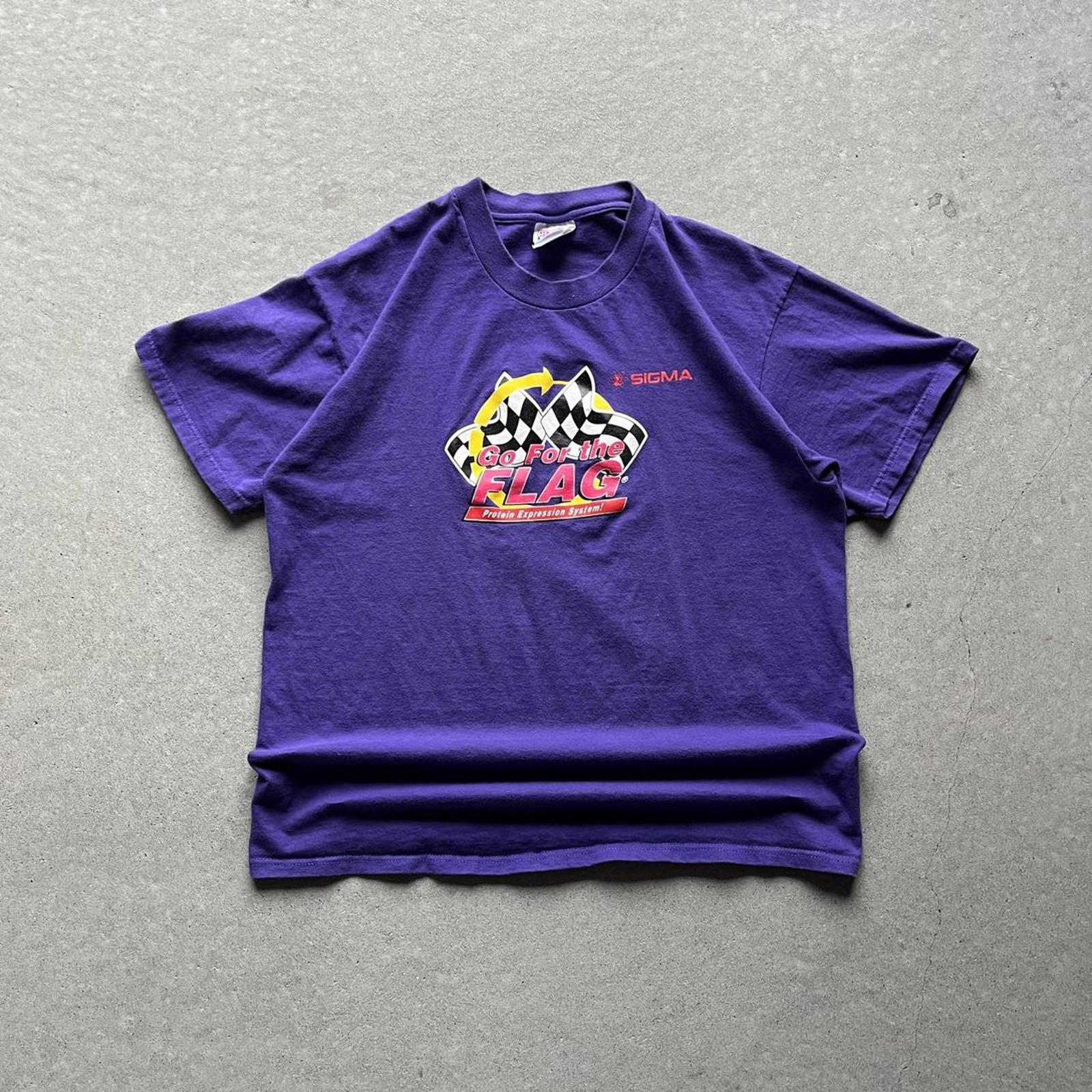 Vintage 90s Go For The Flag Racing T-Shirt - Uptwn Vintage