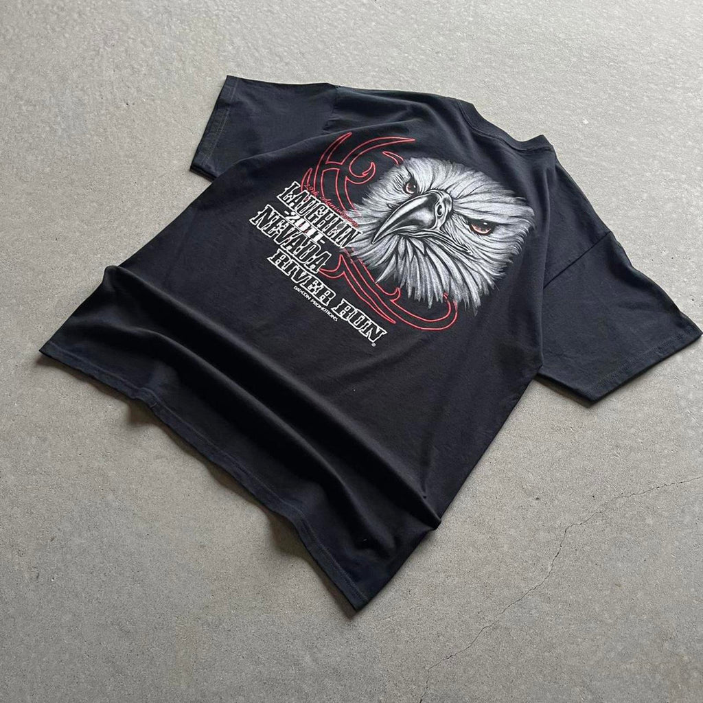 2011 Laughlin Nevada River Run Eagle Biker T-Shirt - Uptwn Vintage