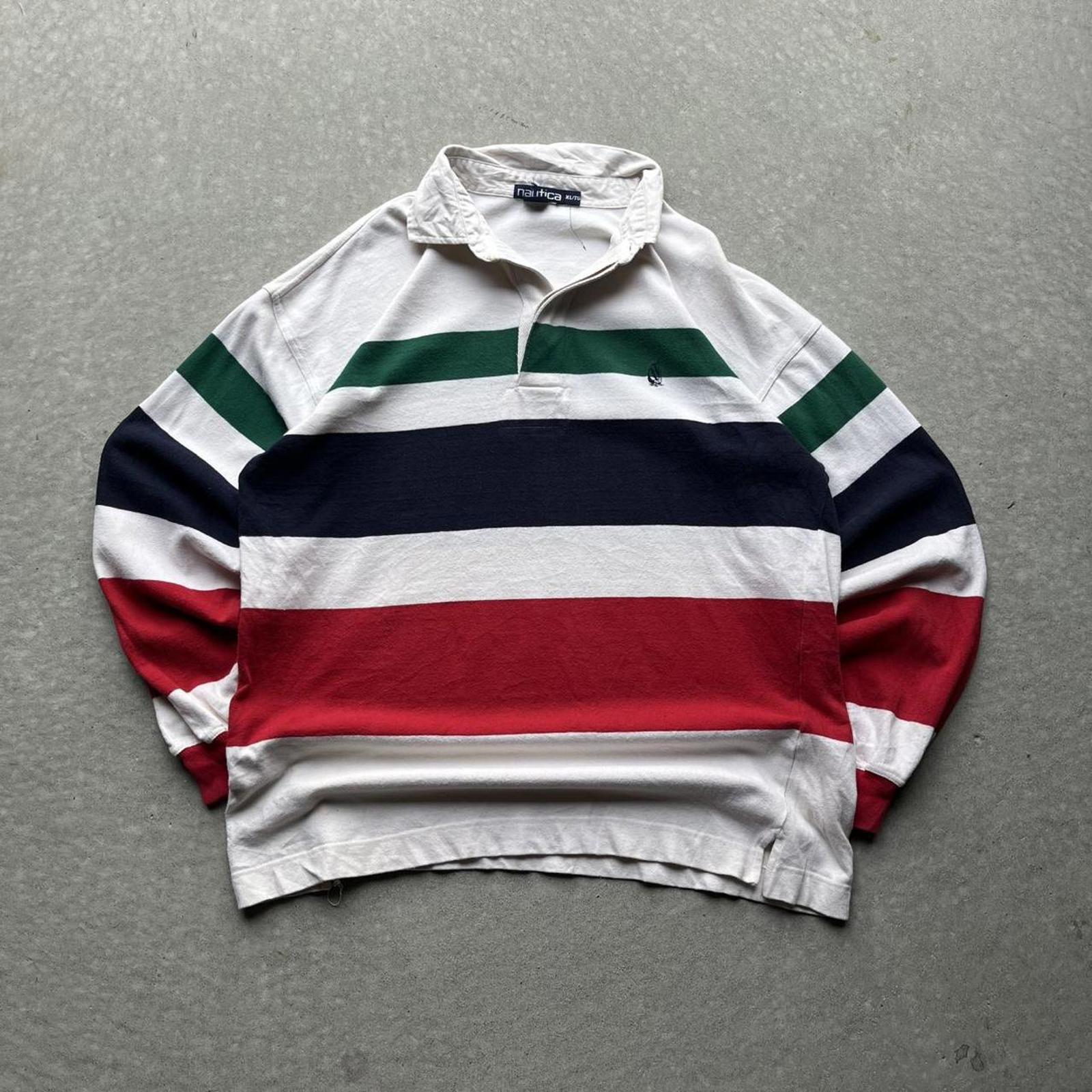 Vintage 90s Striped Nautica Logo Rugby Shirt - Uptwn Vintage