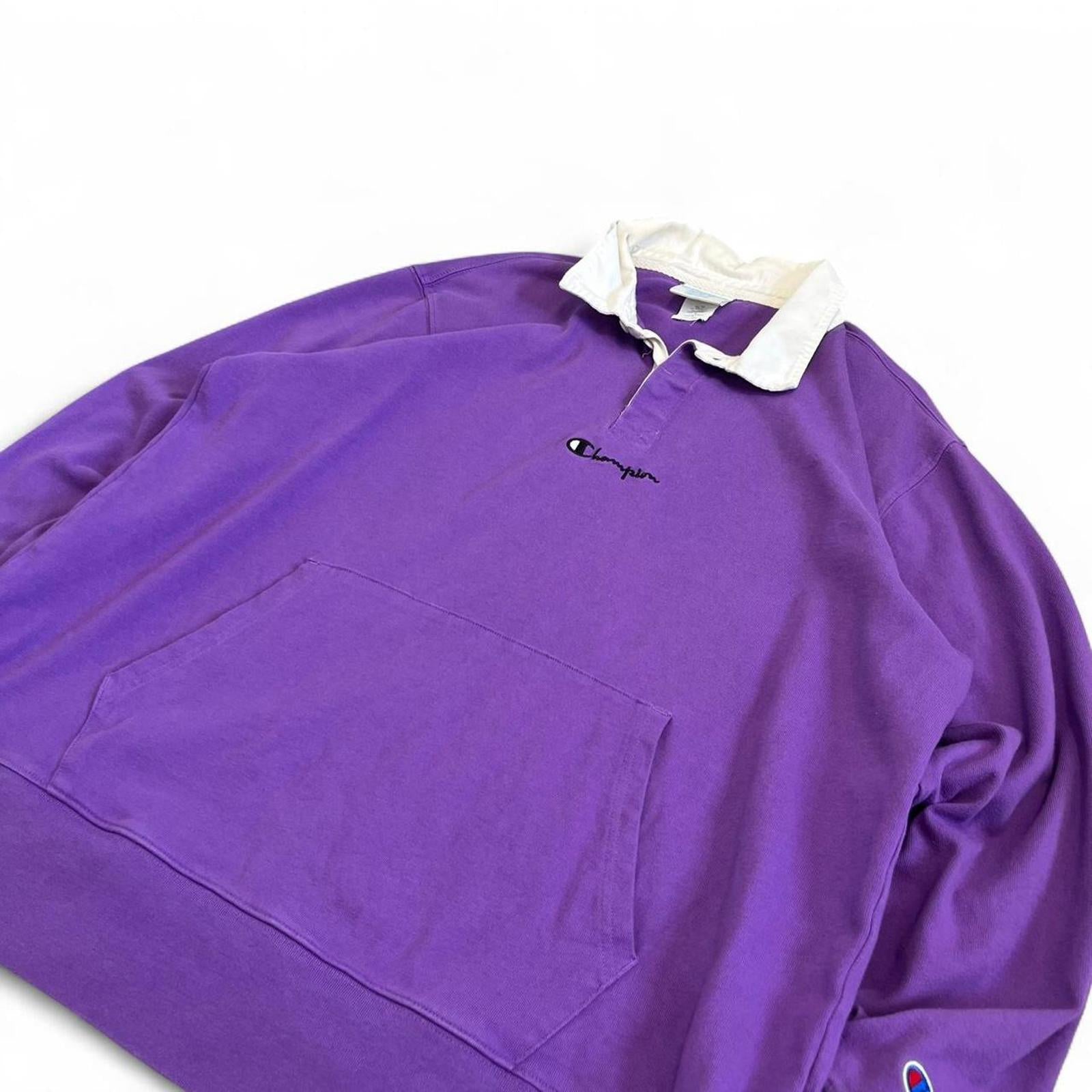 Vintage 90s Purple Champion Pocket Rugby Shirt Champion daf60980-8287-47de-90ec-ceb2bf9adf43