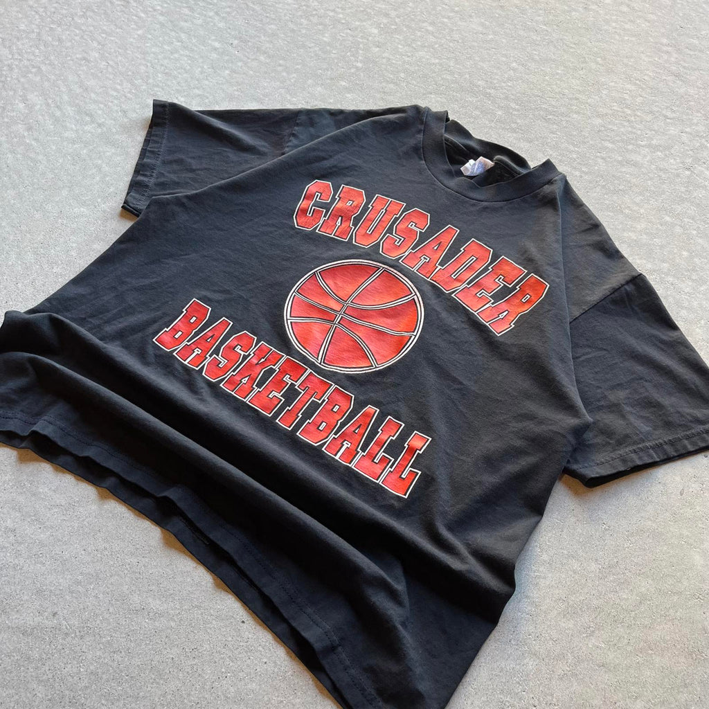 Vintage Clothing Vintage 90s Crusader Basketball Retro Style T-Shirt Hanes - uptwn vintage - f4c714c2-69c6-46b8-bfd3-99b6fe8a638e_365edc44-5622-4e54-9cbe-50ed8e1759e3