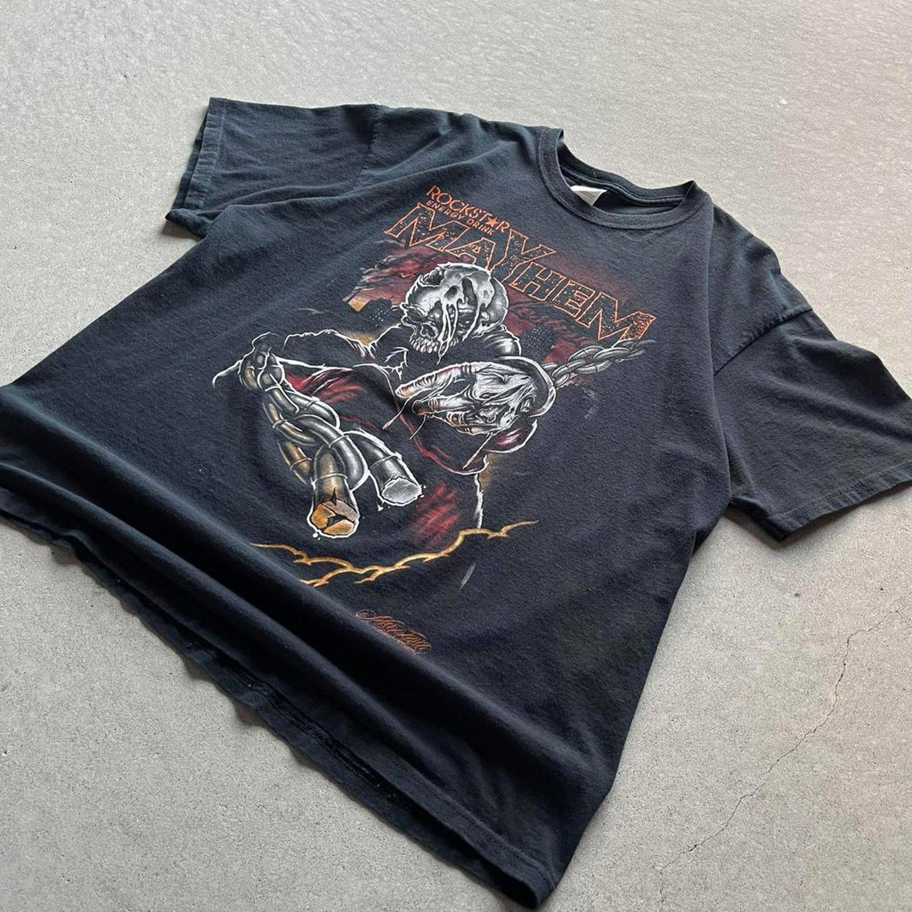 Vintage 90s Rockstar Mayhem Motocross T-Shirt - Uptwn Vintage