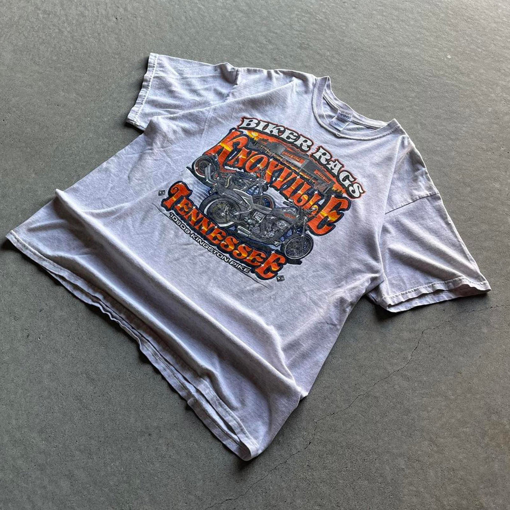 Vintage Clothing Vintage Y2K Biker Rags Knoxville Tennessee Biker T-Shirt Gildan - uptwn vintage - fbe4e23d-2809-4736-bab3-33b956139c73
